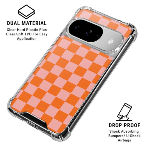Orange Checkered Google Pixel 10 Clear Case